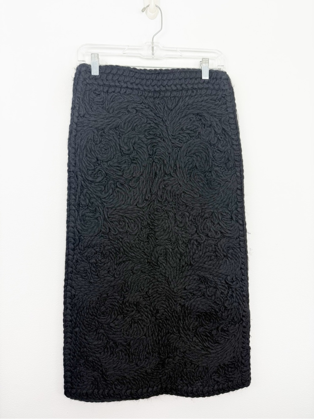Zara Womens Black Wool Blend Midi Skirt Lined Size Small